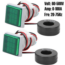 2X AC 60-500V 0-100A Digital LED Voltmeter Ammeter Volt AMP Frequency Meter 22mm picture