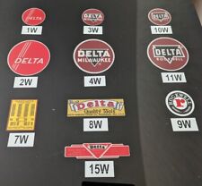 DECALS - $20 FOR ANY 5 PCS - FOR VINTAGE DELTA WOODWORKING MACHINERY - picture