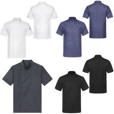 Men's Chef T-shirts Hotel Uniform Cooking Clothes Cafe Costume Solid Color Tops picture