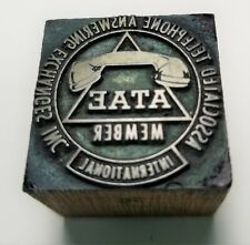 Vintage Wood Metal Printing Block - ATAE Assoc Telephone Answering Exchange  S1 picture