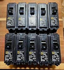 (10) New Square D Homeline 15 Amp Breakers HOM115 Single Pole 15 Amp Lot Of 10 picture