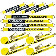 VULCAN Classic Yellow Axle Strap Tie Down Kit - Wire Hook Ratchet Straps picture