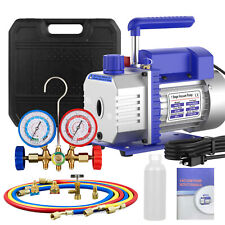 1/3HP Air Vacuum Pump 4.0 CFM A/C Manifold Gauge R134A/R22/R12/R502 Kit Set  picture