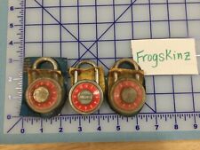 3 vintage Slaymaker combination padlocks Made in USA red picture