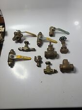 Vintage Lot Of Brass Gate Valves  And Other Fittings Estate Lot Various Sizes  picture