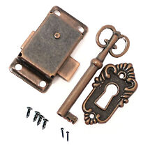 Vintage Iron Alloy Cabinet Door Lock Kit with Key Antique Drawer Wardrobe Lock d picture