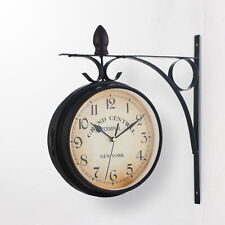 Europe Double-sided Clock Elegant Vintage Wall with Iron Rack for Room Bedroom picture