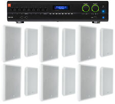 JBL 2-Channel Amplifier+(12) Slim White Wall Speakers for Restaurant/Bar/Cafe picture