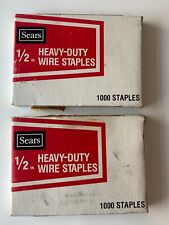 Vintage Sears Heavy Duty 1/2” Wire Staples 1000Ct. Set of 2 picture
