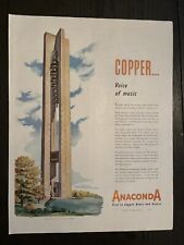 ANACONDA COPPER STEEL BRASS DEEDS CARILLON DAYTON OHIO VINTAGE PRINT AD 1950 picture