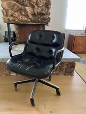 Vintage Black Leather Chair by Charles Pollock for Knoll. Great condition.  picture