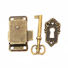 Vintage Iron Alloy Cabinet Door Lock Kit with Key Antique Drawer Wardrobe Lock e picture