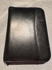 Vintage Leather Zipper Binder Black picture