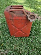 Vintage 5 Gallon Metal Gas Can USMC Red Jerry Can Screw on Cap-Jeep Spare picture