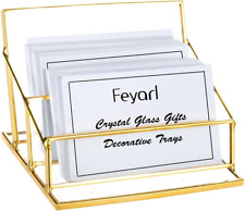 Glass Business Card Holder Stand Vintage Gold Office Name Card Display Business picture