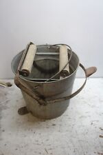 Antique/Vintage Galvanized Metal Mop Bucket/Pail With Wooden Roller Ringer picture
