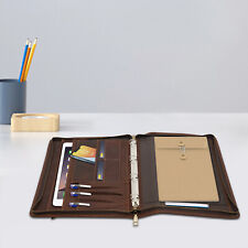 Professional Leather Binder Portfolio Zippered Folio for Business Interview NEW picture