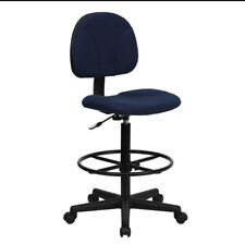 Flash Furniture Mid Back Fabric Ergonomic Drafting Stool Navy Blue BT659NVY picture