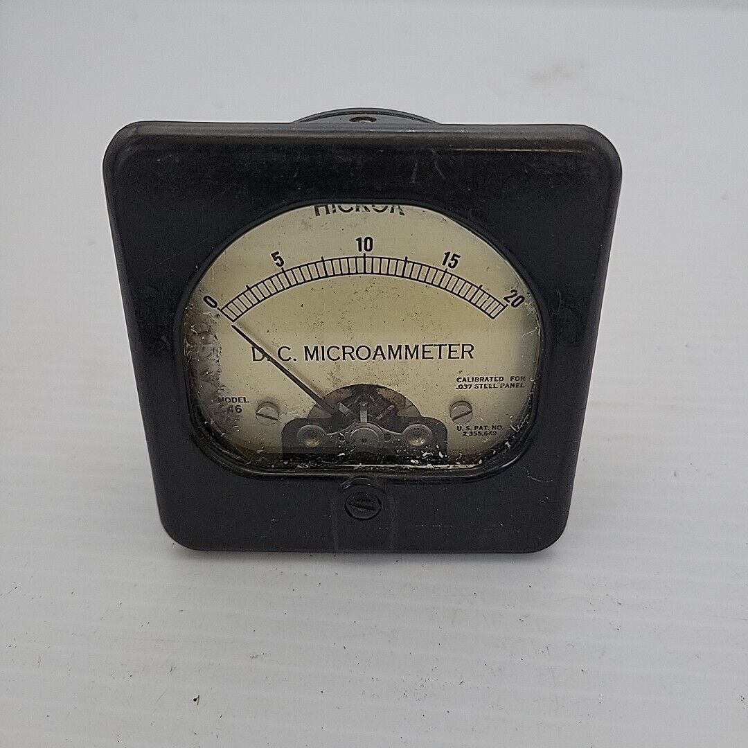Vintage Hickok Panel Meter DC Microammeter  0-20 Model 46