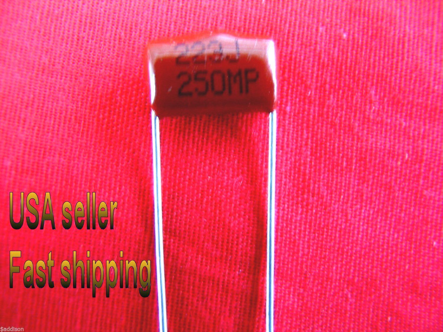 12 pcs  -  .022uf  (0.022uf, 22nf)  250v   poly film capacitors (L) (rd)