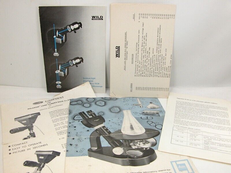 Vintage Wild Heerbrugg & Leitz Microscope BROCHURES & Price List