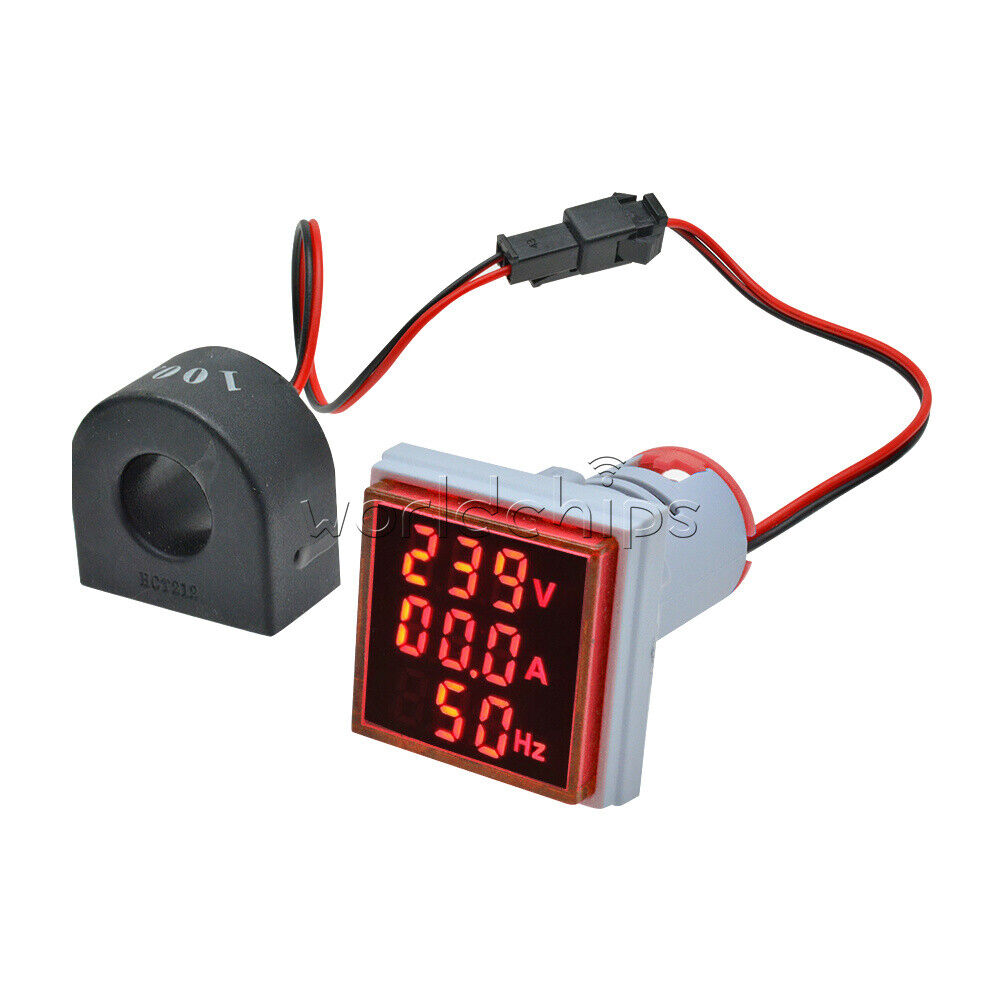 AC 60-500V 0-100A 22mm 3 in 1 Voltmeter Ammeter Frequency Digital Volt AMP Meter