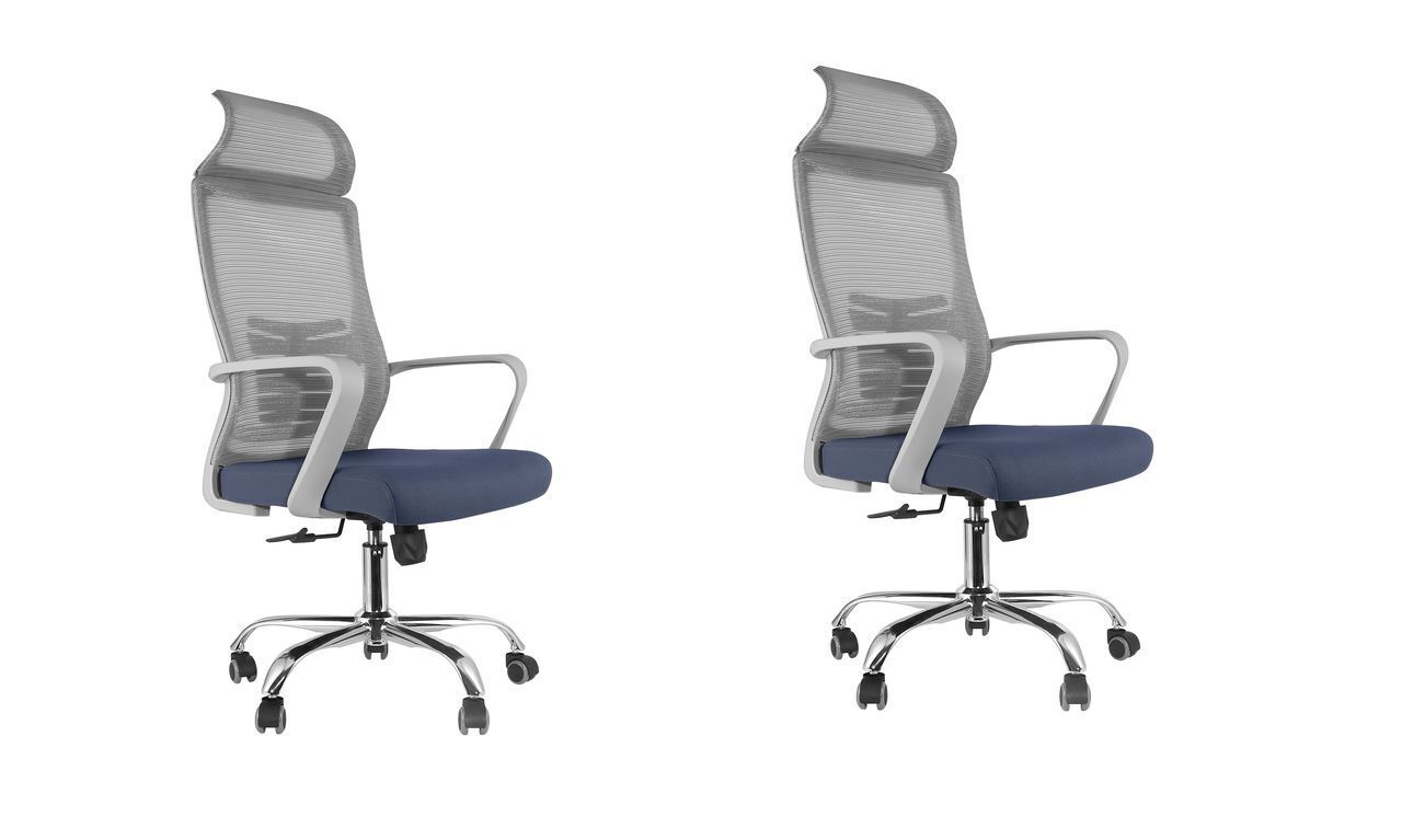 2x Home Office Gray Chair Ergonomic Desk Chair Mesh Computer Chair Lumbar Suppor