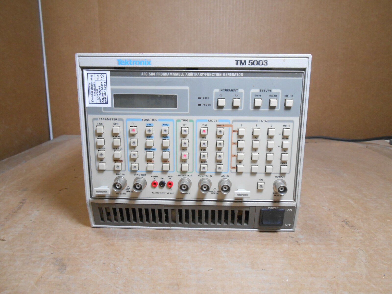 TEKTRONIX TM 5003 AFG 5101 PROGRAMMABLE ARBITRARY/FUNCTION GENERATOR