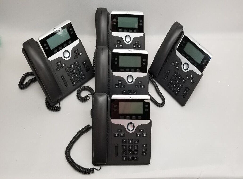 ***GREAT*** LOT OF 5 CISCO CP-7841-K9 (3842-13-1086) VoIP Phone+Base+Handset