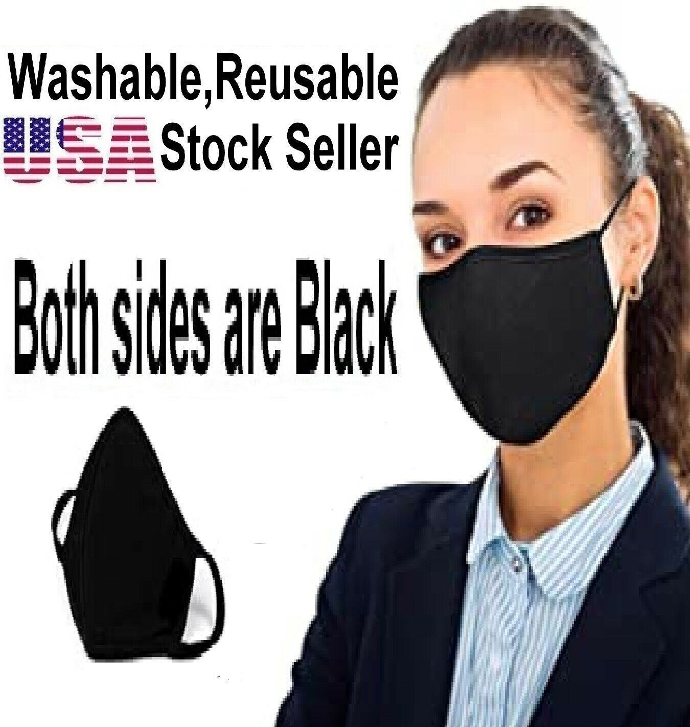 Face Mask 10 Pcs Reusable Washable Cotton Breath,Comfortable Double Layer Black