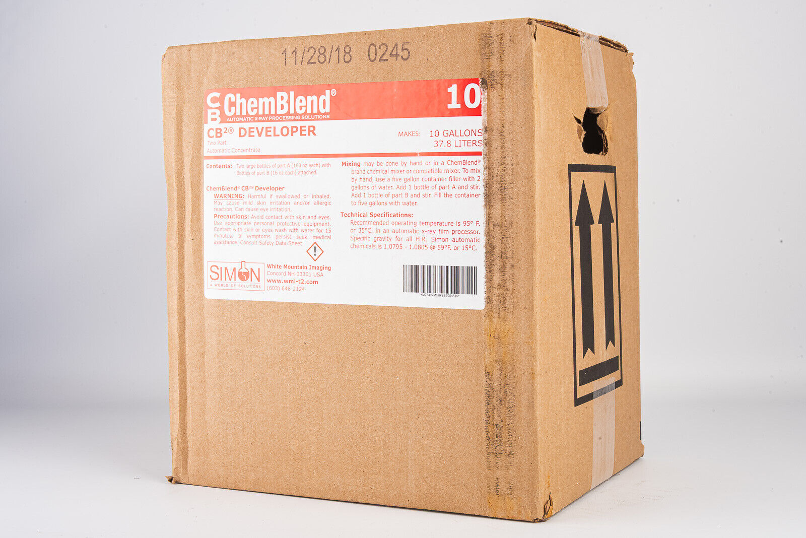 Simon Chemblend X Ray Developer Concentrate 10 Gallon Mix SEALED BOX V16