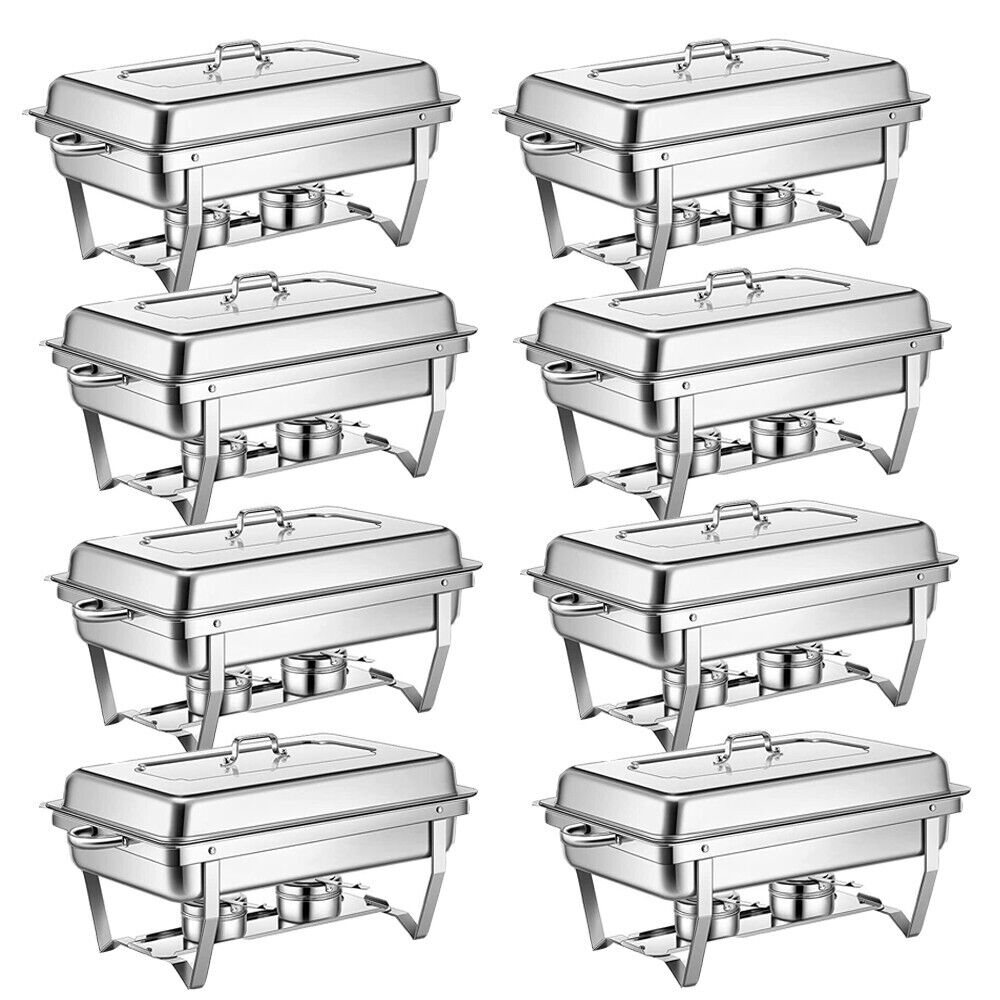 8 Pack Stainless Steel Chafer Chafing Dish Sets Catering Food Warmer 9.5 QT