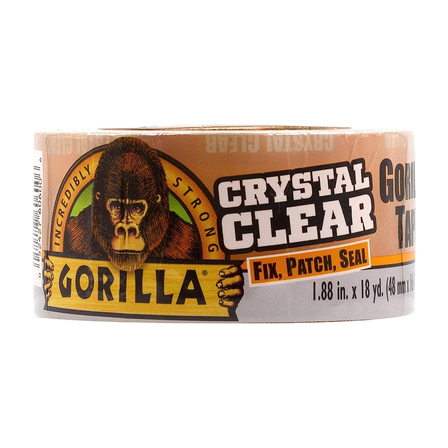 Gorilla Crystal Clear Duct Tape, Double Thick Adhesive, 1.88” x 18 yd, Clear