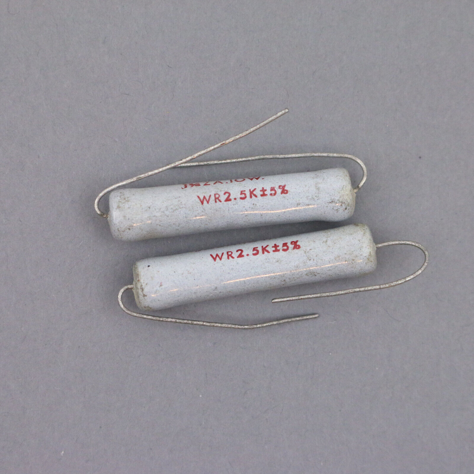 Pair Vintage H&H Resistor 2.5K Ohm 10W Watt 5% Ceramic Power Wirewound NOS USA