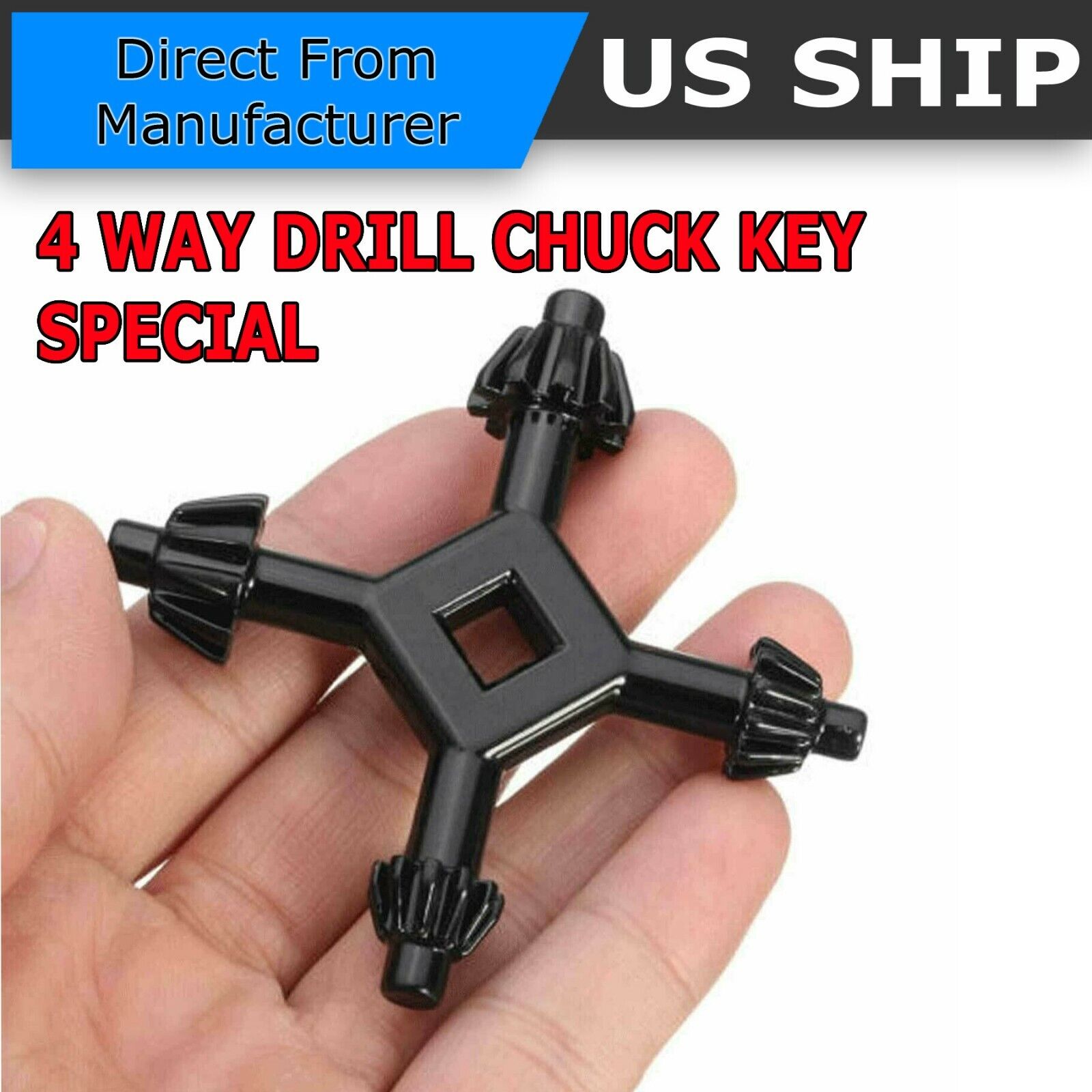 4 Way Drill Press Chuck Key Carbon Steel Combination 1/2