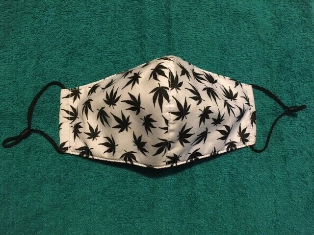 Marijuana ~ Pot Leaf ~ White Face Mask Cover ~ Washable ~ Reusable ~ Brand New