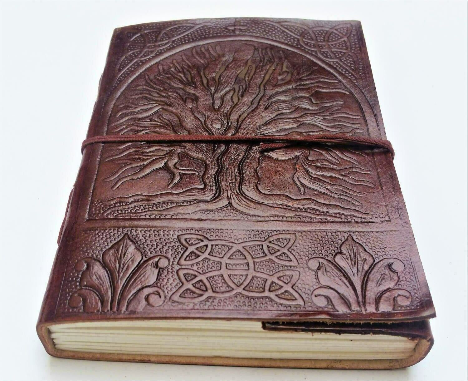 Handmade TREE OF LIFE Embossed Large Leather Journal Notebook Scrapbook (5x7)
