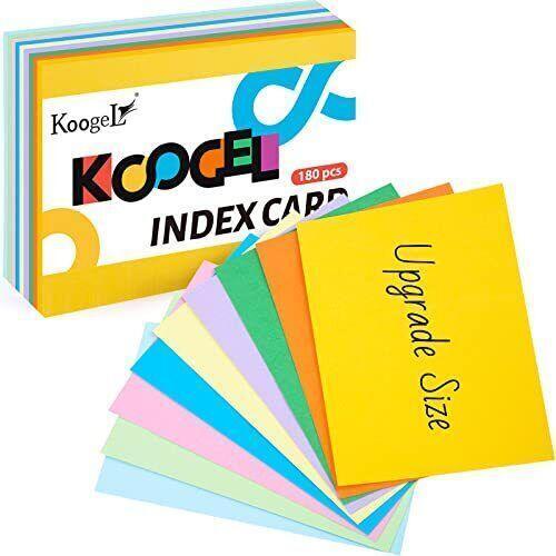 Blank Index Cards, 180pcs Flash Cards Unruled 4 X 6 Inch Note Cards Study