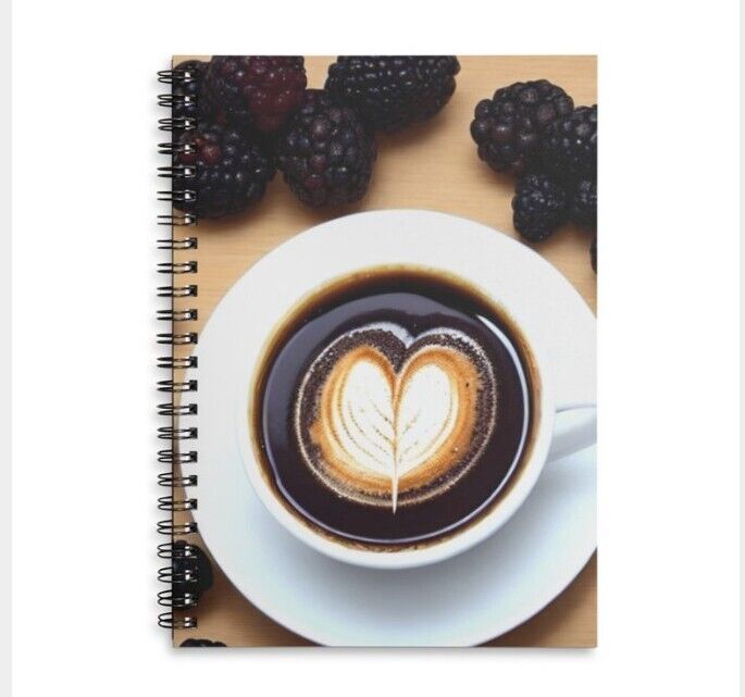 Kawaii Notebook Spiral Lined Designer Original Art - Blackberry Coffee 6