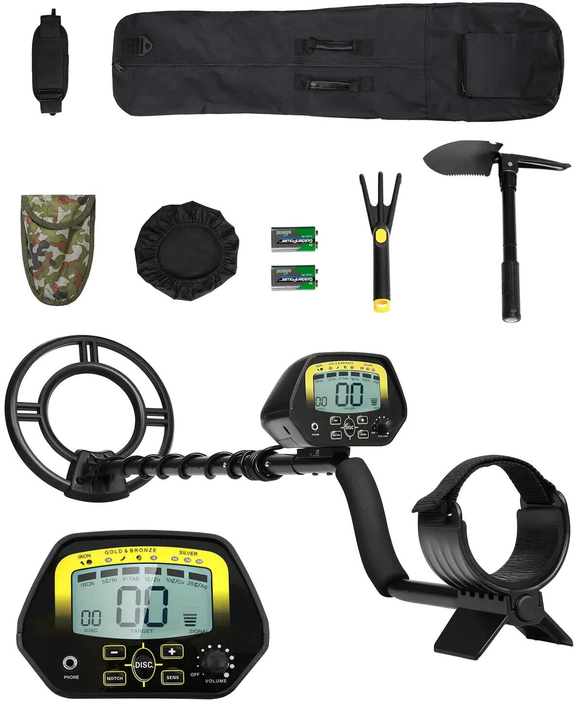 High Accuracy Metal Detector Kit W/Backlight LCD Display Waterproof Search Coil