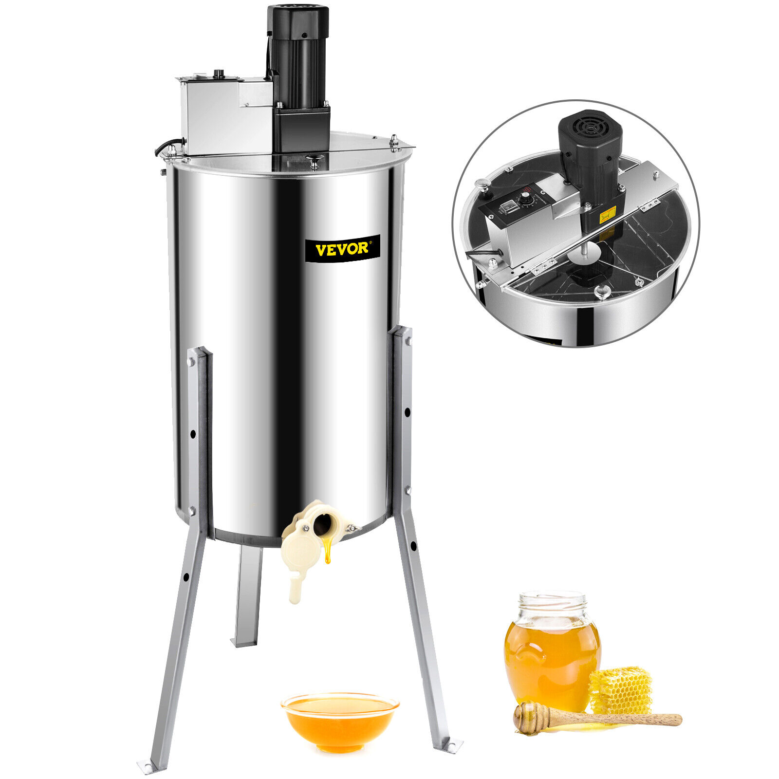 VEVOR 3 Frame Electric Honey Extractor High-quality Stainless Steel Durable