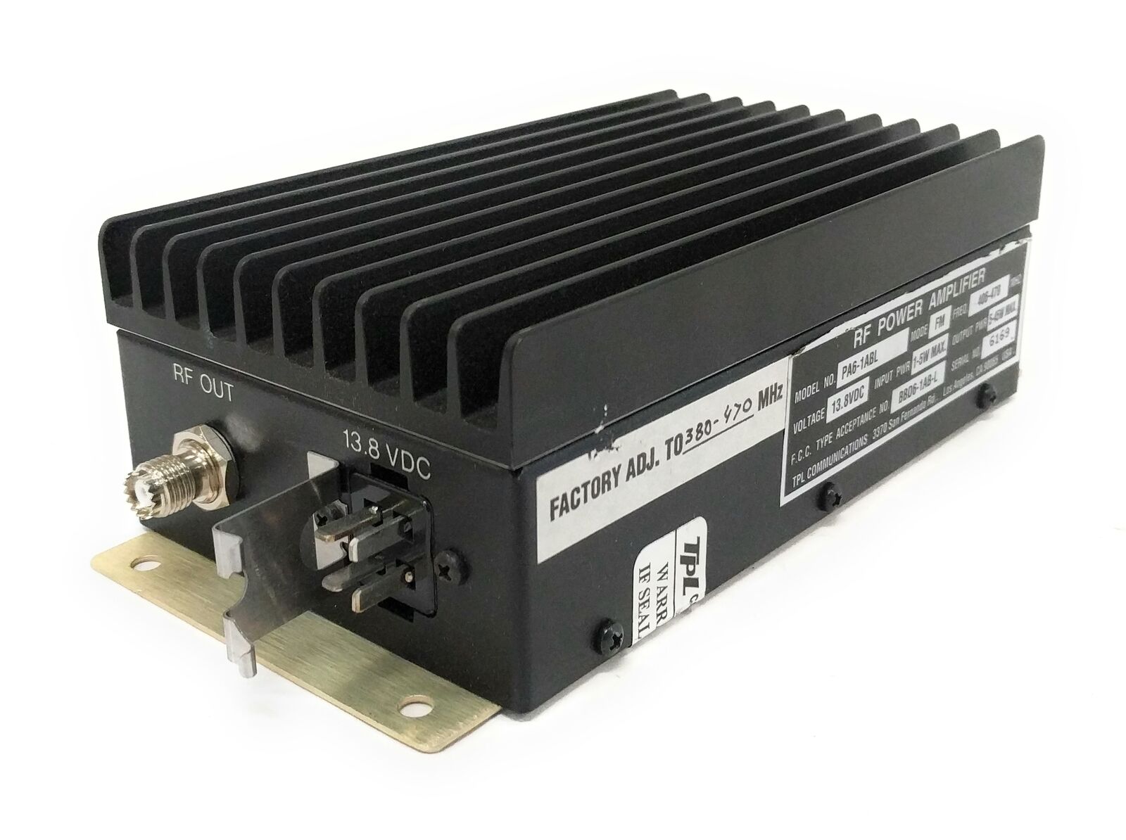 Open Box TPL Communications PA6-1ABL FM Mode RF Amplifier 380-470MHz 13.8VDC