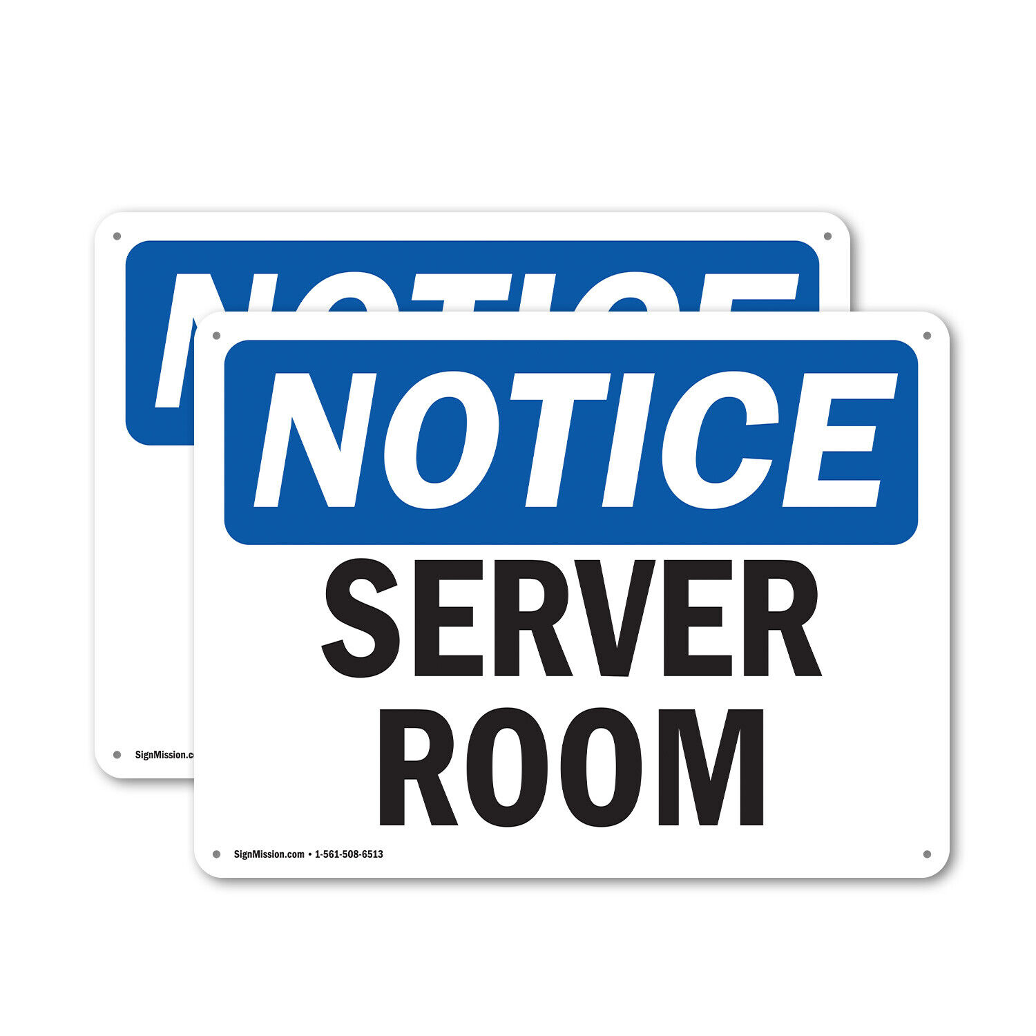 (2 Pack) Server Room OSHA Notice Sign Decal Metal Plastic