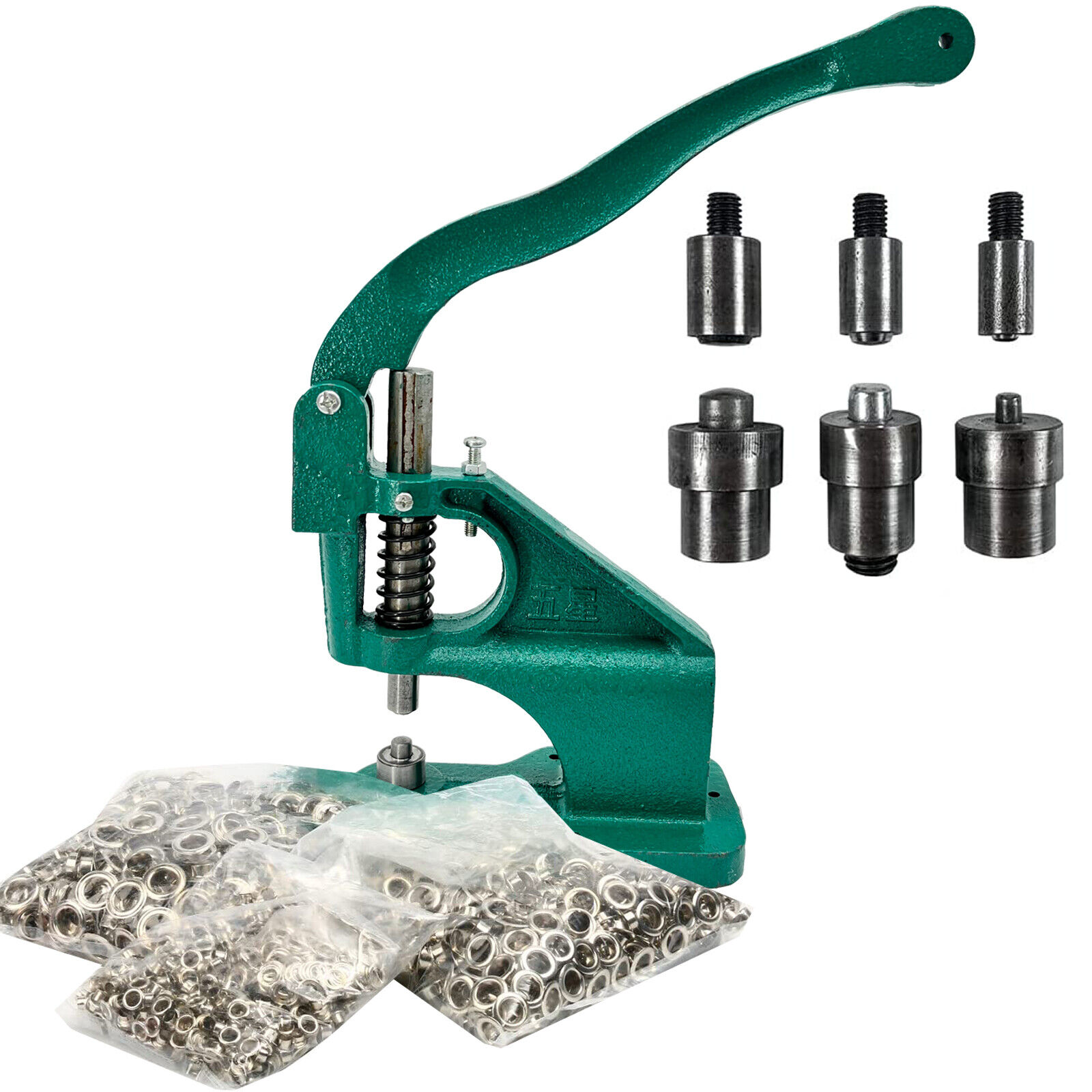Grommet Machine Eyelet Hand Press Tool with 3 Dies and 1500 Pcs Silver Grommets
