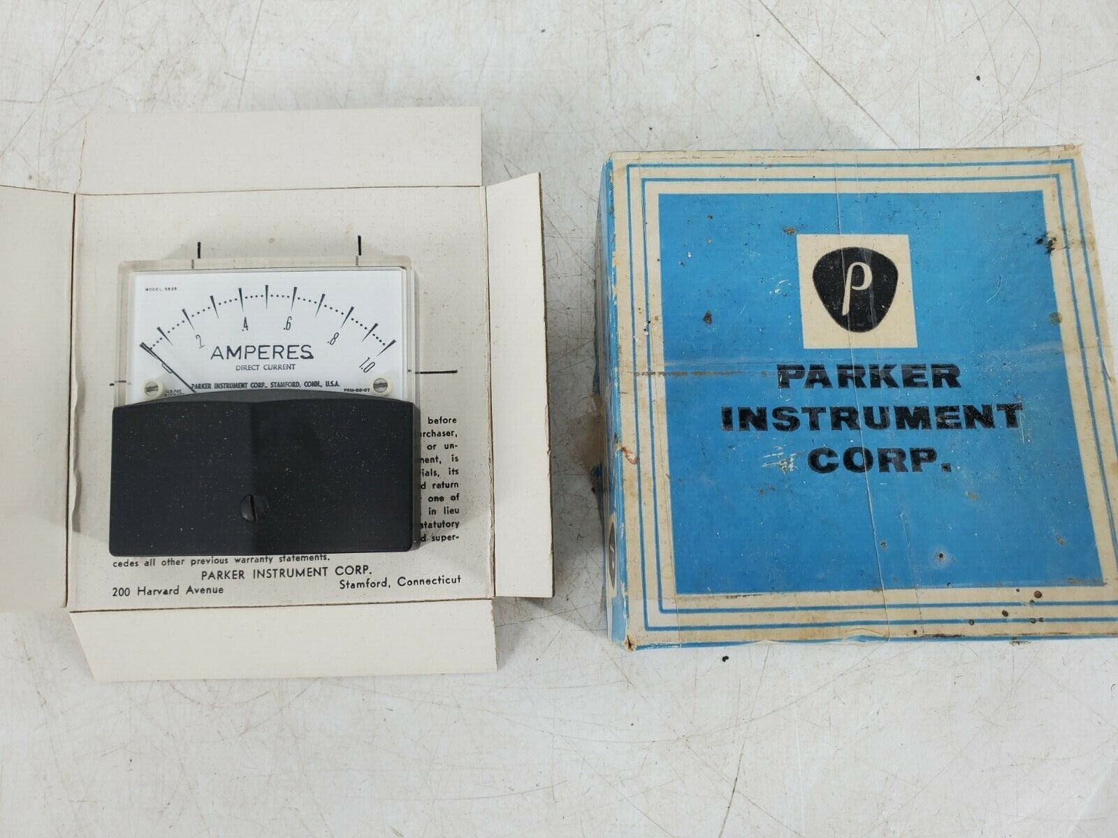 RARE Vintage Parker Instrument Corp SB25 Ultra Thin Panel Meter 0-1 Amperes