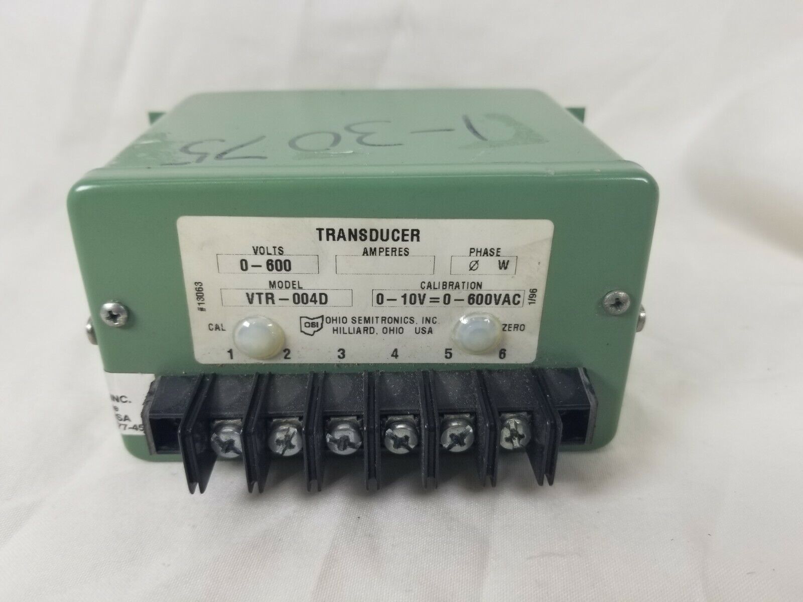 Transducer VTR-004D Ohio Semitronics 0-600 AC In 0-10VDC out