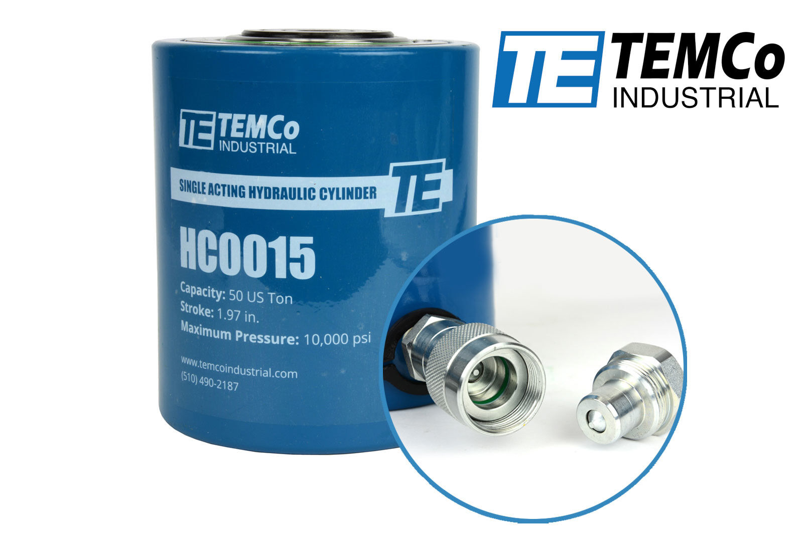 TEMCo HC0015 - Hydraulic Cylinder Ram Single Acting 50 TON 2\