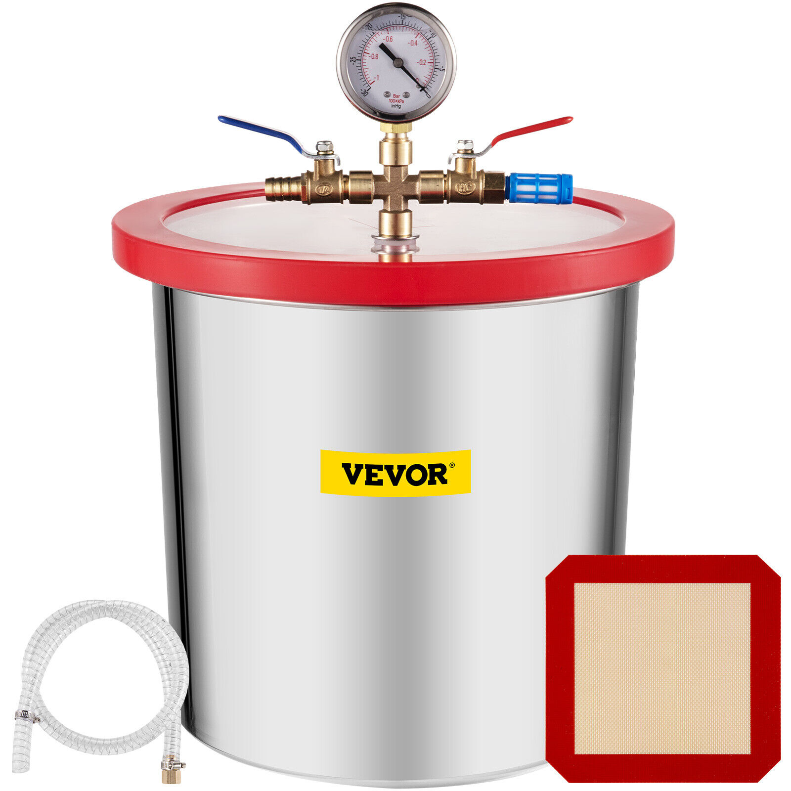 VEVOR 3 Gallon Vacuum Chamber Stainless Steel Essential Oils Degassing Urethane