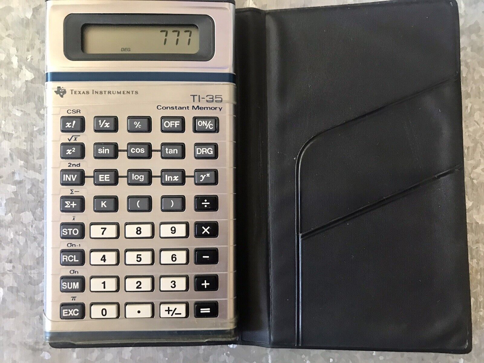 TI-35 Texas Instruments Calculator Constant Memory. With Carrying Case Made USA