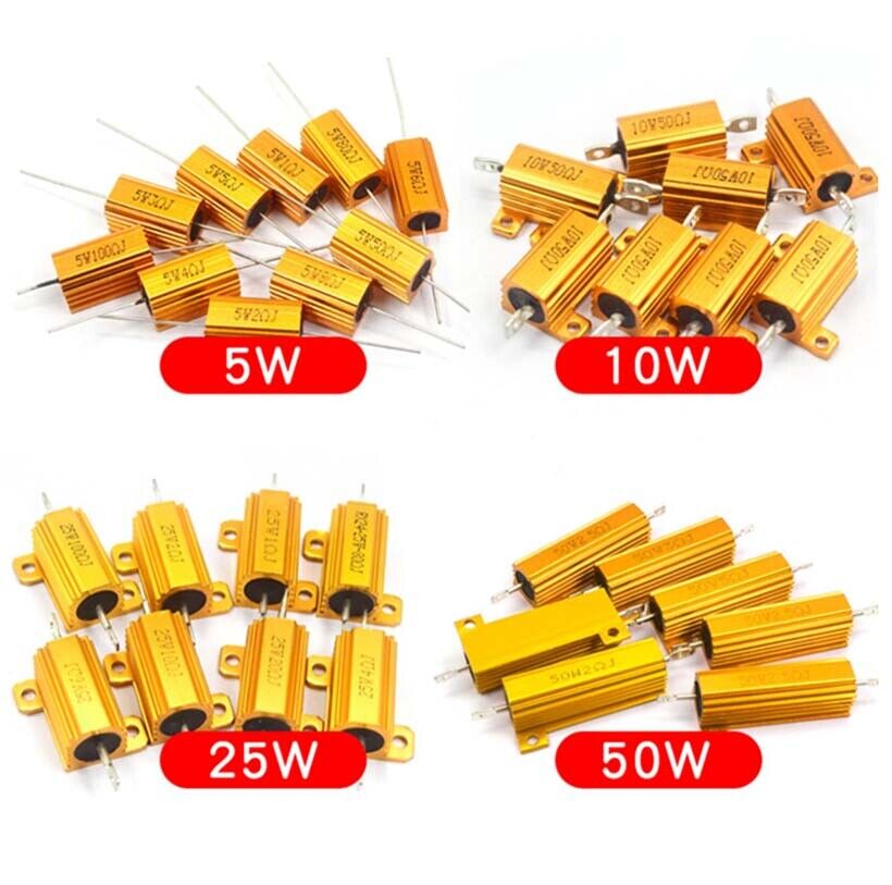5W/10W/25W/50W/100W/200W/300W/500W Golden Aluminium Load Resistor Wirewound 5%